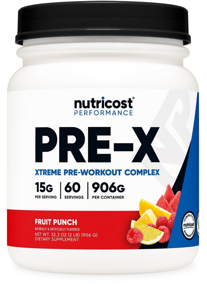 Nutricost Pre-X Xtreme Pre-Workout Complex Powder, Fruit Punch, 60 Servings, Vegetarian, Non-GMO and Gluten Free