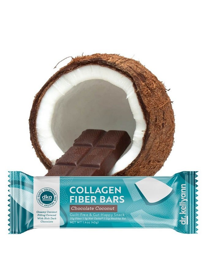 Dr. Kellyann Keto Collagen Fiber Bar (12 bars) - High Fiber, Low Carbs - Gluten Free, Non-GMO & No Artificial Sweeteners - Perfect Keto & Paleo Snack with Creamy Coconut Dipped in Dark Chocolate