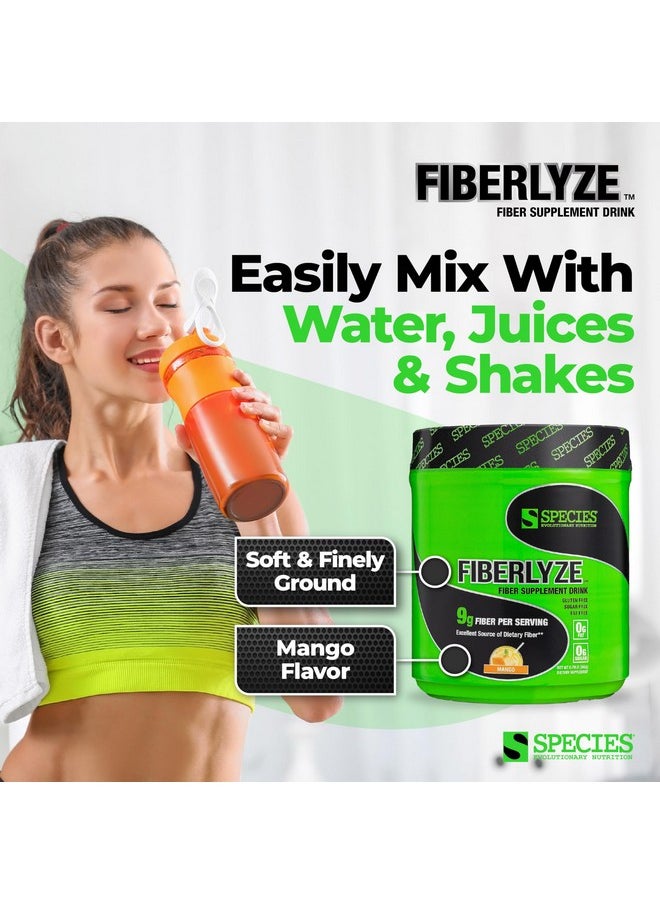 Species Nutrition Fiberlyze Fiber Supplement, Psyllium Based Soluble & Insoluble Fiber Powder for Healthy Colon, Digestive Functions (Mango, 30 Servings)