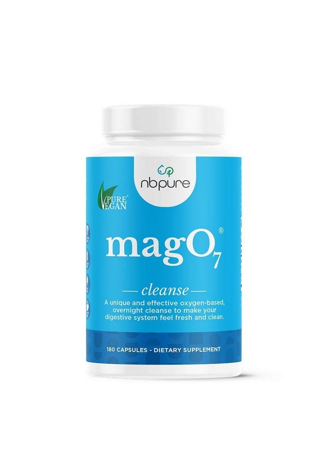 nbpure MagO7 - Natural Colon Cleanse & Detox - Occasional Constipation Relief, Stool Softening, & Bloating Support for Men & Women - Ozonated Magnesium Oxide, 180 Capsules