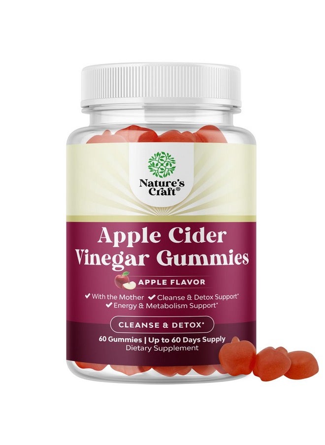 Apple Cider Vinegar ACV Gummies - Gut Health & Natural Energy Supplement with Vitamin B6 B12 Beet Root and Pomegranate - Apple Cider Vinegar with Mother Body Cleanse Detox for Women & Men 60 Servings