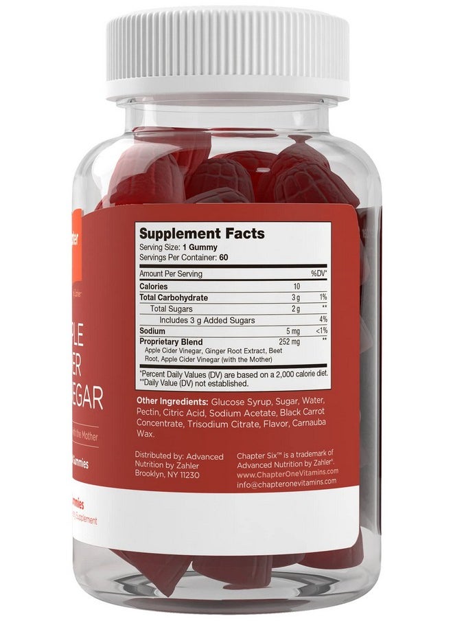Zahler - Apple Cider Vinegar Gummies Kosher & Delicious ACV for Women Men Raw with The Mother Detox Support Cleanse Gut Health Metabolism 60 Flavored