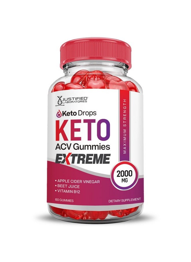 Keto Drops Keto ACV Gummies Extreme 2000MG Keto Drops Keto Gummies Advanced Formula Apple Cider Vinegar with Pomegranate Beet Juice Powder B12 Vegan Non GMO 60 Gummys