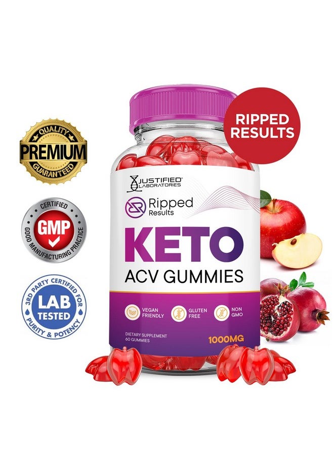 (2 Pack) Ripped Results Keto ACV Gummies Advanced Formula 1000MG Ripped Results Keto Gummies Apple Cider Vinegar Formulated with Pomegranate Beet Juice Powder B12 Vegan Non GMO 120 Gummys