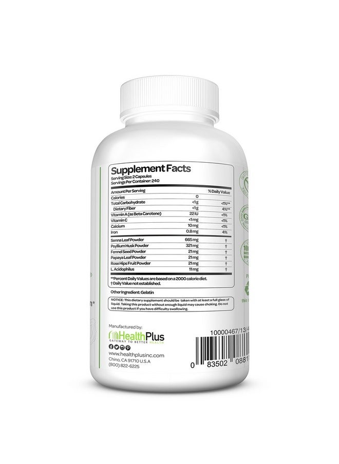 Health Plus Super Colon Cleanse: 10-Day Cleanse -Detox | 12 Cleanses, 480 Count (Package may vary)