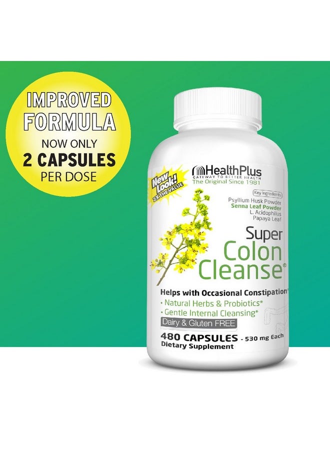 Health Plus Super Colon Cleanse: 10-Day Cleanse -Detox | 12 Cleanses, 480 Count (Package may vary)