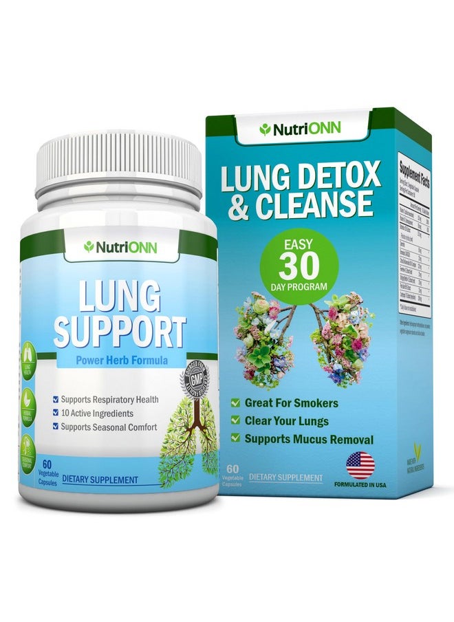 Lung Detox and Cleanse - Great for Smokers - Extra Strength - 100% Herbal Lung Health Supplements - Mucus Removal Support - Promotes Respiratory Health - Natural Way to Keep Your Lungs Clear