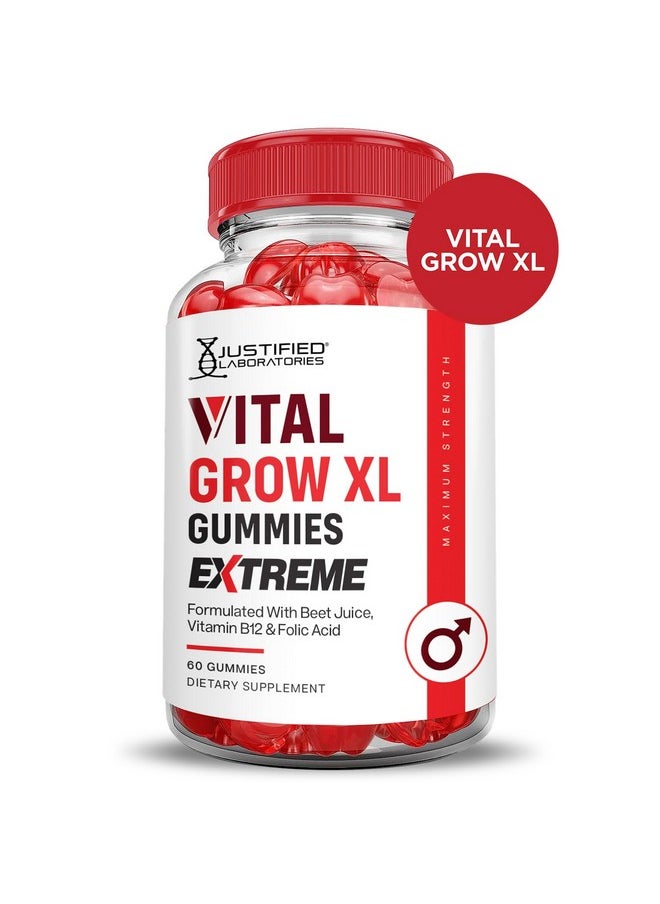 (2 Pack) Vital Grow XL Extreme 2000MG Performance Gummies Advanced Formula Formulated with ACV Pomegranate Beet Juice Powder B12 Vegan Non GMO 120 Gummys