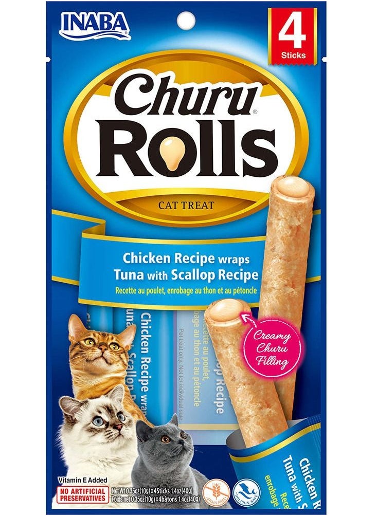 Inaba Churu Chicken Recipe Wraps Tuna With Scallop Recipe 40g - 4 Sticks - Pack of 6