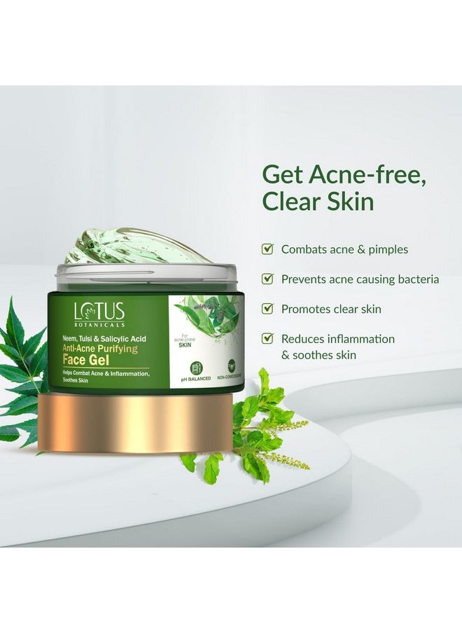 Neem, Tulsi & Salicylic Acid Anti-Acne Purifying Face Gel | Helps Prevent Acne & Pimples | Helps Reduce Skin Redness & Inflammation | No Parabens | Suitable For Acne Prone Skin | 50G