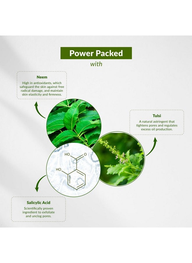 Neem, Tulsi & Salicylic Acid Anti-Acne Purifying Face Gel | Helps Prevent Acne & Pimples | Helps Reduce Skin Redness & Inflammation | No Parabens | Suitable For Acne Prone Skin | 50G
