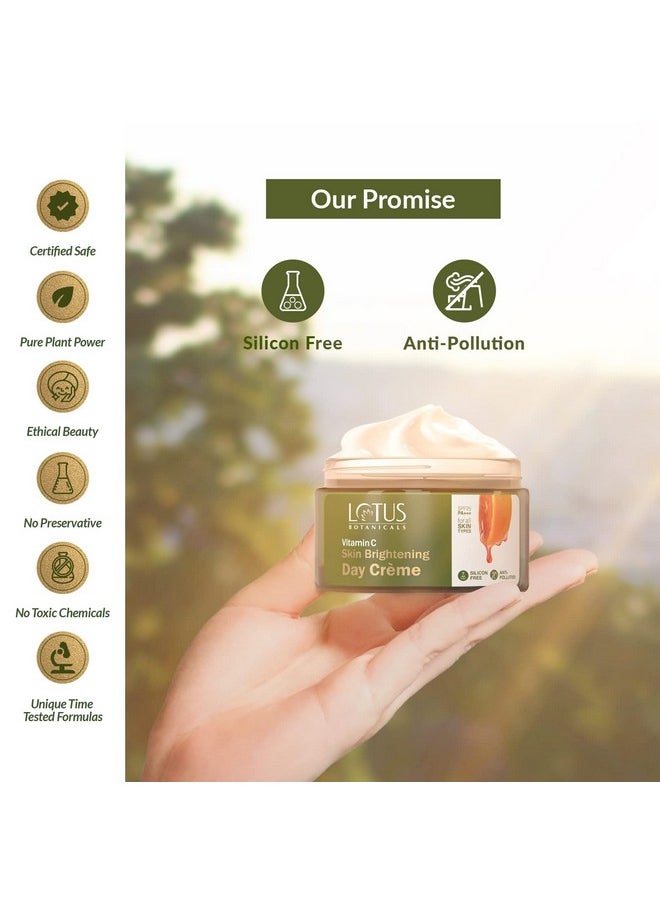 Vitamin C Skin Brightening Day Cream | 100X Vitamin C | Glowing, Radiant And Bright Skin | Hydrating And Moisturising | Sun Protection With Spf 25 Pa+++ | No Toxic Chemicals | 50G