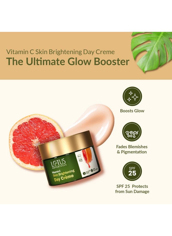 Vitamin C Skin Brightening Day Cream | 100X Vitamin C | Glowing, Radiant And Bright Skin | Hydrating And Moisturising | Sun Protection With Spf 25 Pa+++ | No Toxic Chemicals | 50G