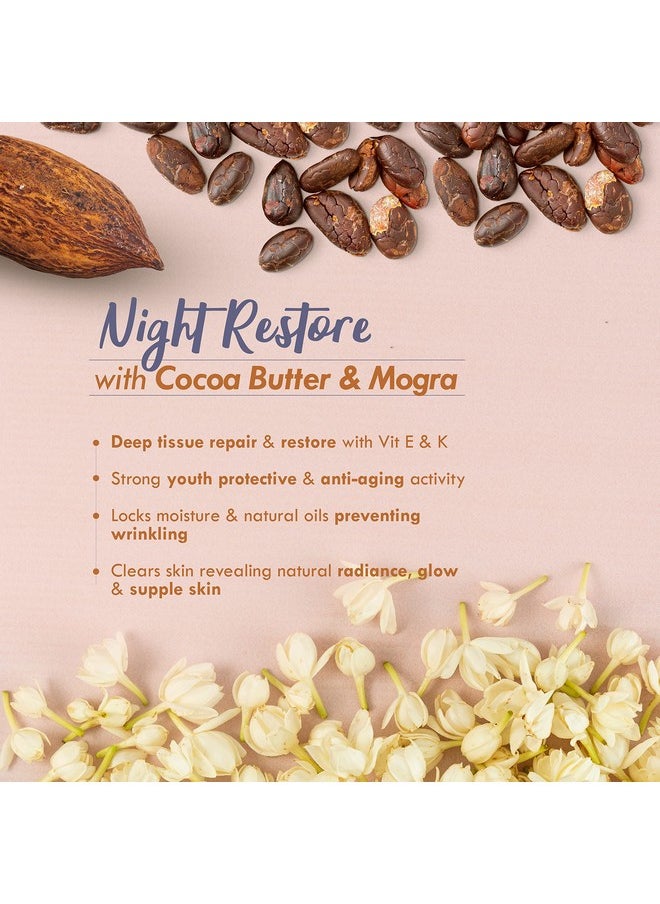 Coco Mogra Night Face Malai Cream, Ayurvedic Anti-Aging Formula With Vitamin E Enriched Cocoa For Radiant Skin And Restoration Overnight-30 Gm