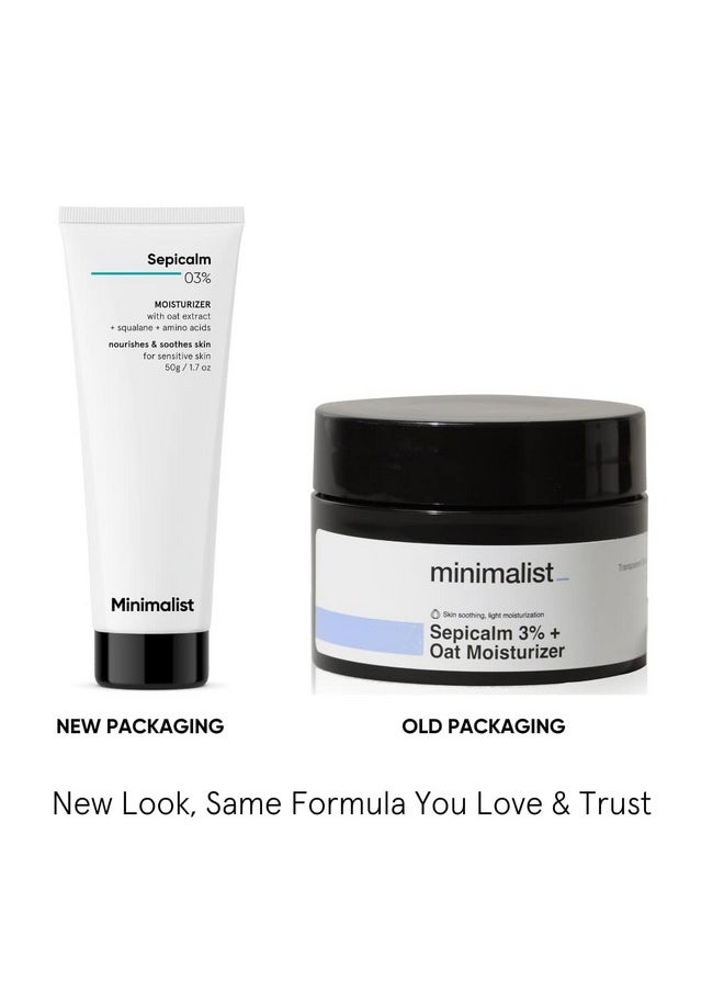 3% Sepicalm With Oats Face Moisturizer Cream For Sensitive Skin | Lightweight | Calming | Reduces Redness | Soothes Skin | 50G