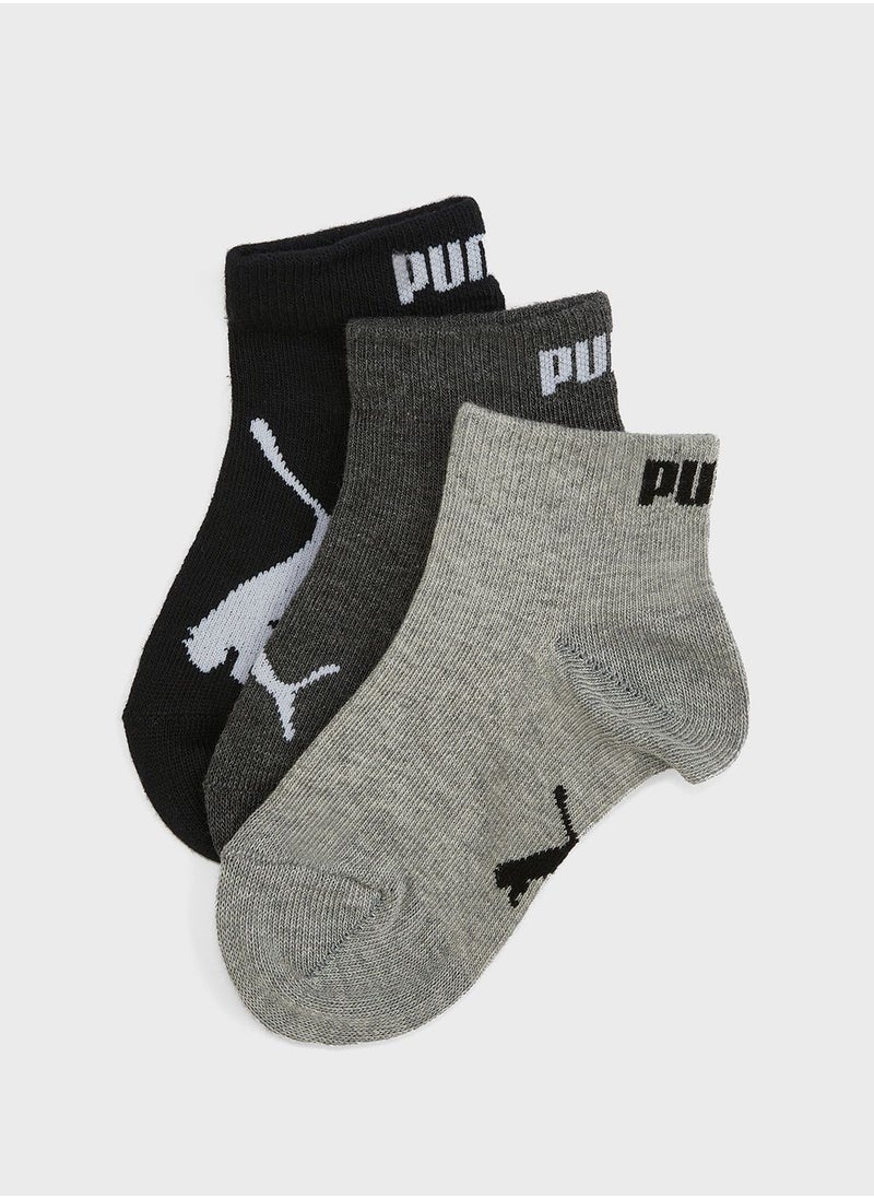 3 Pack Kids Quarter Socks