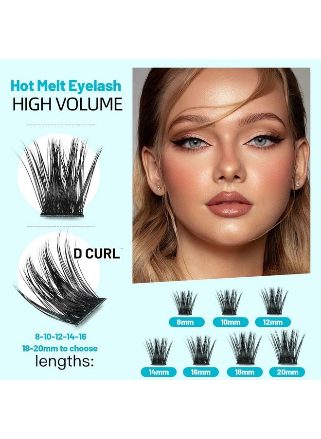 Large Tray -D Curl Handmade Thick Base Natural Long Individual False Eyelashes Dramatic Cluster Lashes Makeup Full Volume Eye Lashes Extensions Wide Stem (16Mm)