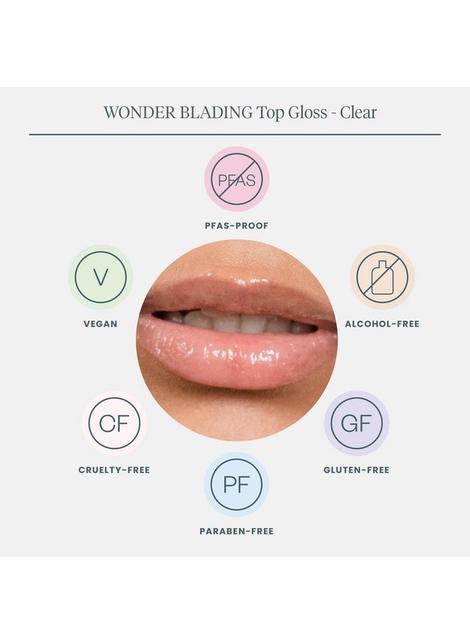 Wonder Blading Top Gloss - Clear Lip Gloss, High Shine Finish, Hydrating Lip Gloss, Lip Makeup (Clear Shine)
