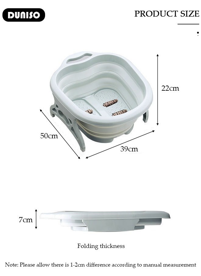 Collapsible Foot Bath Basin, Portable Foot Soak Tub with Massaging Rollers, Folding Foot Tub for Soaking Feet, Pedicure Foot Spa Bucket for Relieving Fatigue And Body Stress, Multifunctional Bucket for Travel