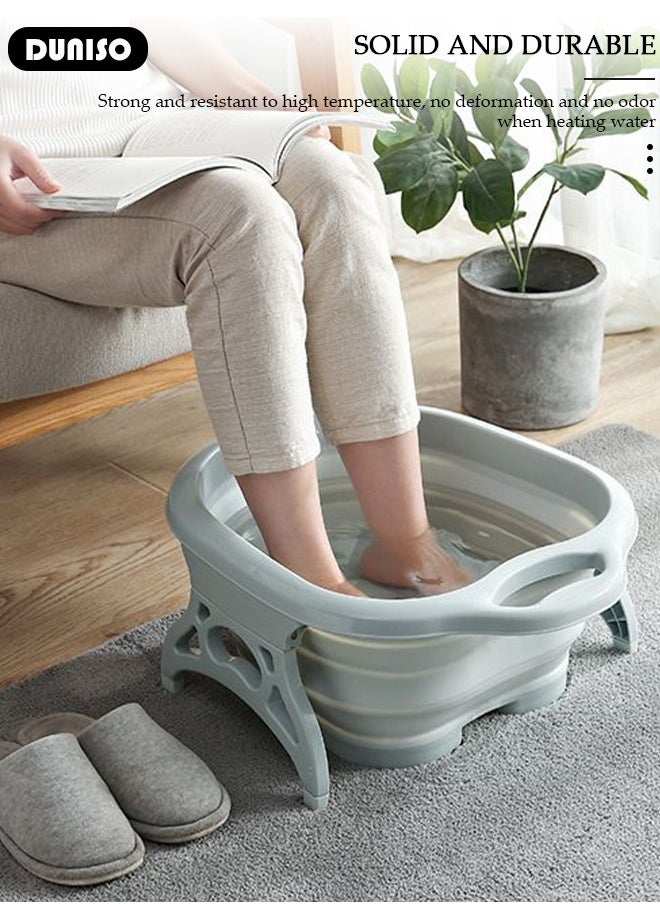 Collapsible Foot Bath Basin, Portable Foot Soak Tub with Massaging Rollers, Folding Foot Tub for Soaking Feet, Pedicure Foot Spa Bucket for Relieving Fatigue And Body Stress, Multifunctional Bucket for Travel