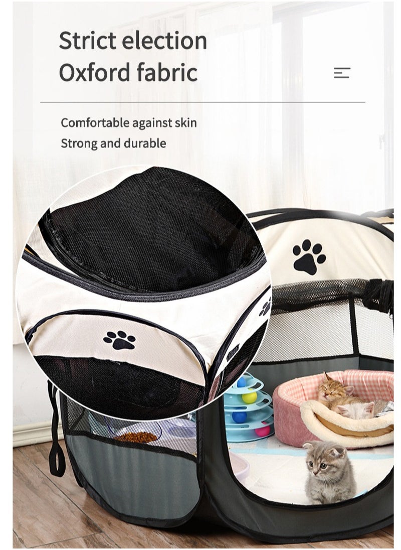 Dog Playpen Folding Small Dog Tent  Pet Cage Foldable Pet Playpen for Indoor/Outdoor Waterproof Bottom and Removable Zipper Top Pet House Portable Puppy Playpen