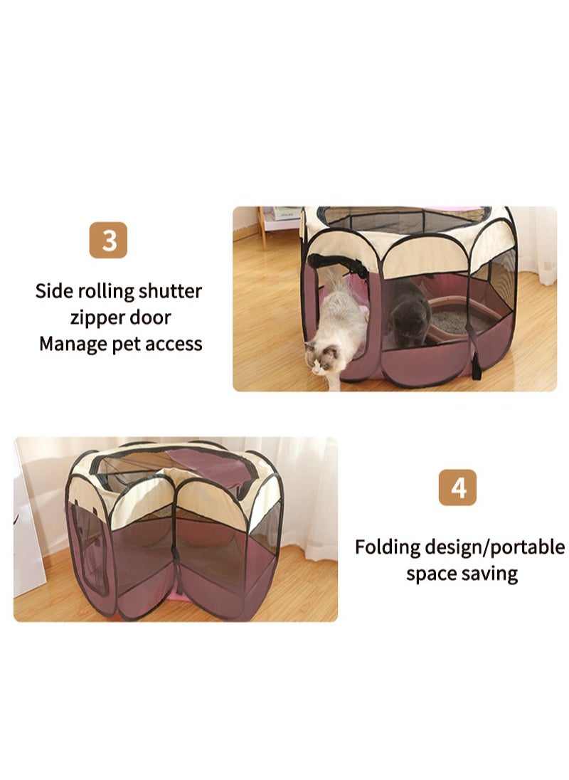 Foldable Puppy Playpen Dog Playpen Pet Cage Portable Puppy Playpen for Outdoor Folding Small Dog Tent Waterproof Bottom Cage with Removable Zipper Top Pet House Portable Pet Tent