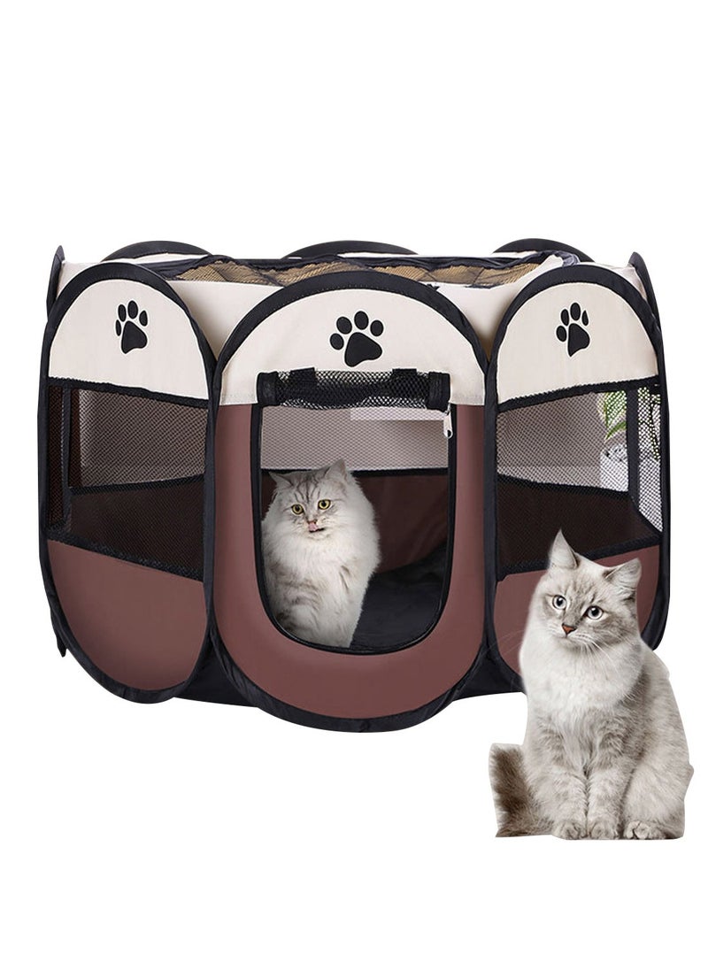 Foldable Puppy Playpen Dog Playpen Pet Cage Portable Puppy Playpen for Outdoor Folding Small Dog Tent Waterproof Bottom Cage with Removable Zipper Top Pet House Portable Pet Tent