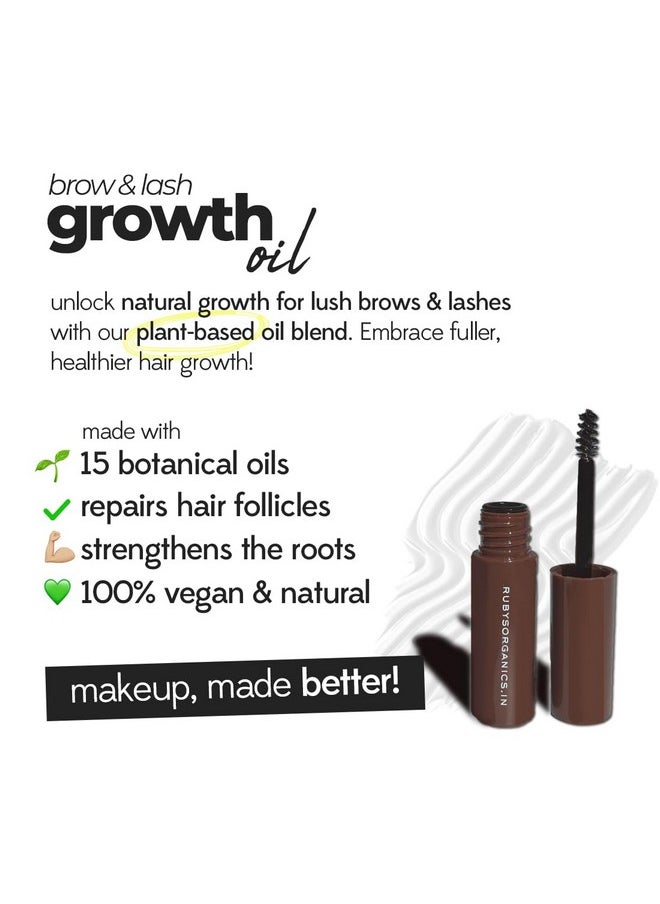 Eyelash & Eyebrow Growth Oil For Overnight Use, Organic & Natural, Infused With Rosemary, Bhringraj & Castor Oil, Nourishes & Promotes Hair Growth, Repairs Hair Follicles, Cruelty-Free, 6Ml