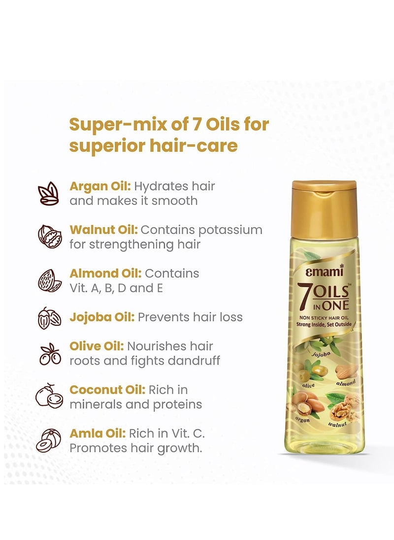 Emami 7 Oils in One Hair Oil | Makes Hair 20x Stronger and Manageable | Coconut Oil, Amla, Jojoba, Olive, Walnut, Argan & Almond Oils | 300ml