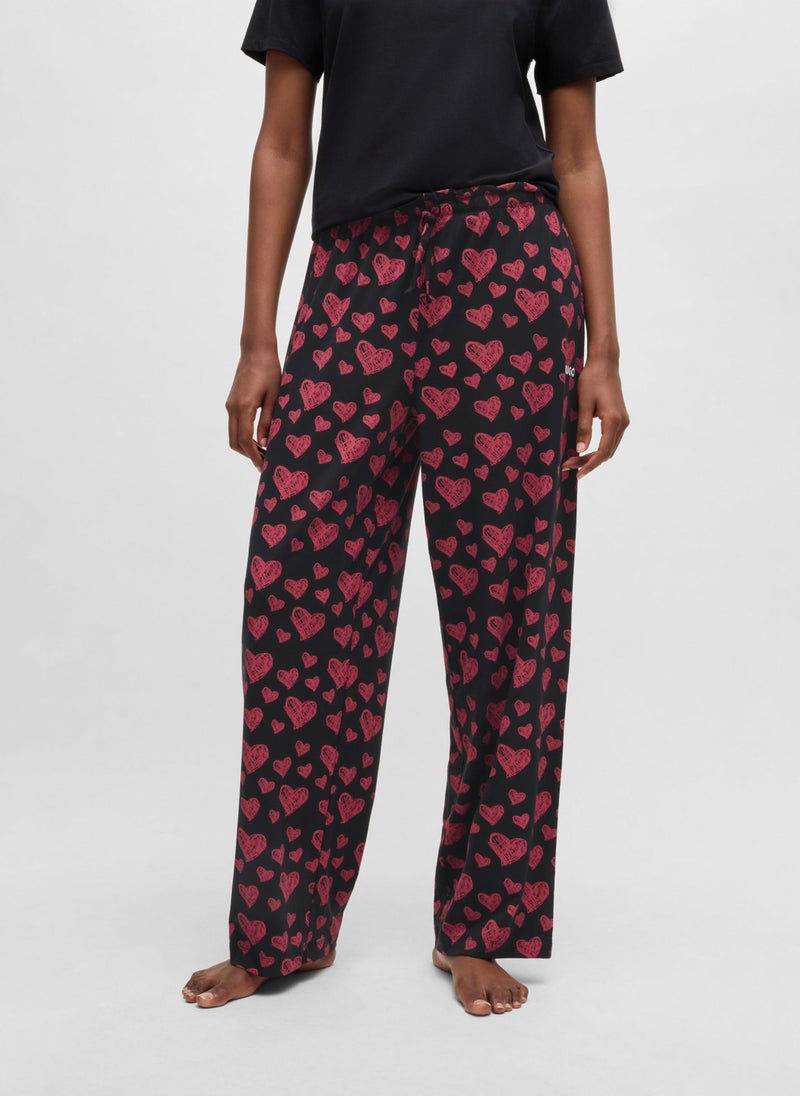 Modal-blend jersey pyjama bottoms with repeat heart print