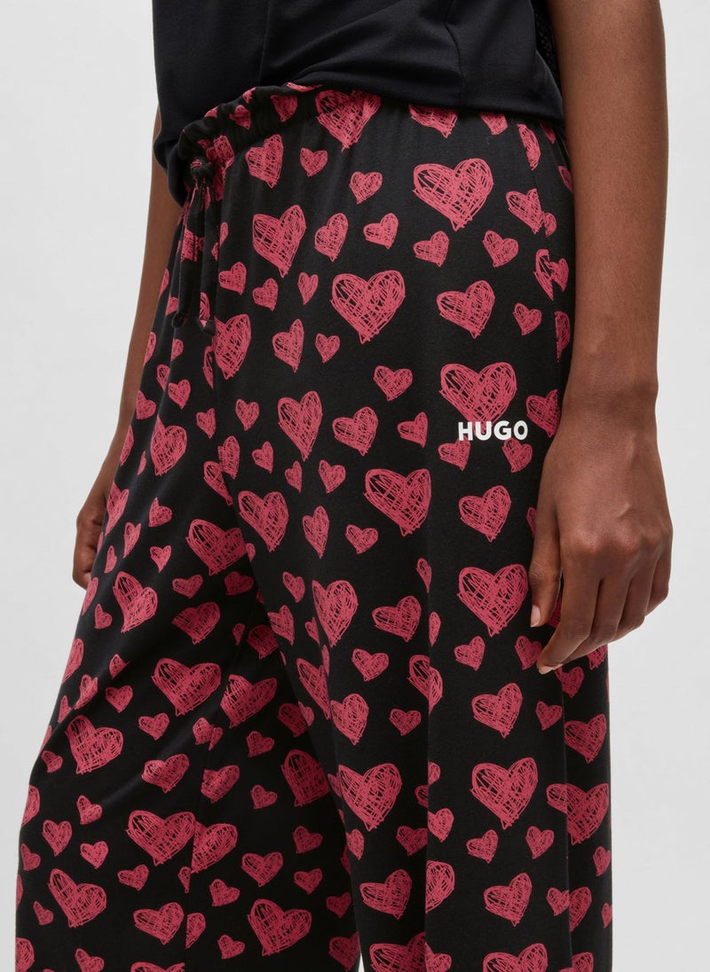 Modal-blend jersey pyjama bottoms with repeat heart print