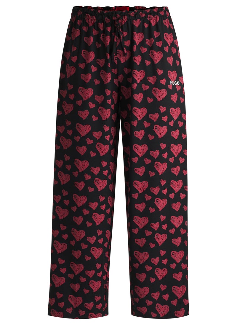 Modal-blend jersey pyjama bottoms with repeat heart print