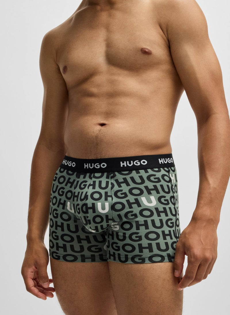 Three-pack of stretch-cotton boxer briefs with logos