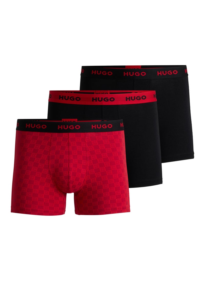 Three-pack of stretch-cotton boxer briefs with logos