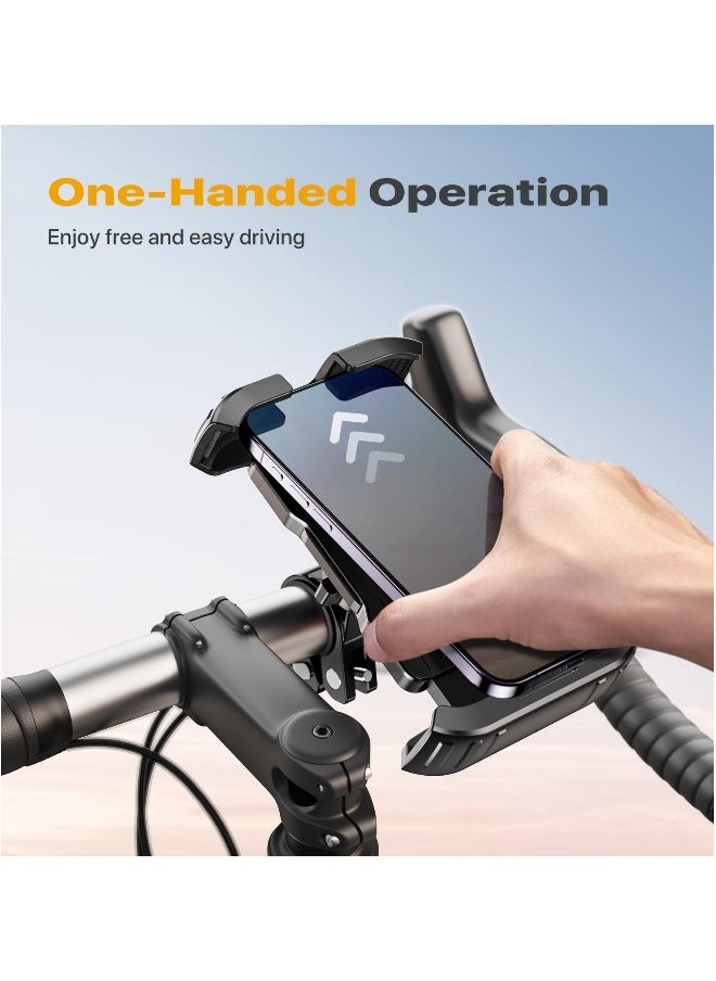 Bike Phone Holder Handlebar, Motorcycle Phone Mount, One-Touch Locking Bike Phone Holder Handlebar, Compatible with iPhone Samsung Google and All 4.7''-6.8'' Phones