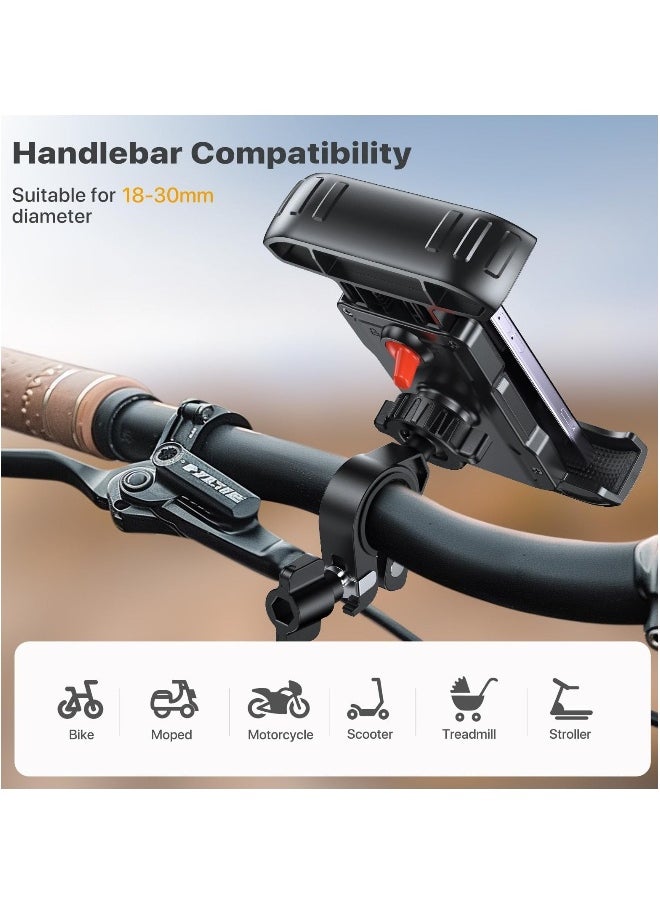 Bike Phone Holder Handlebar, Motorcycle Phone Mount, One-Touch Locking Bike Phone Holder Handlebar, Compatible with iPhone Samsung Google and All 4.7''-6.8'' Phones