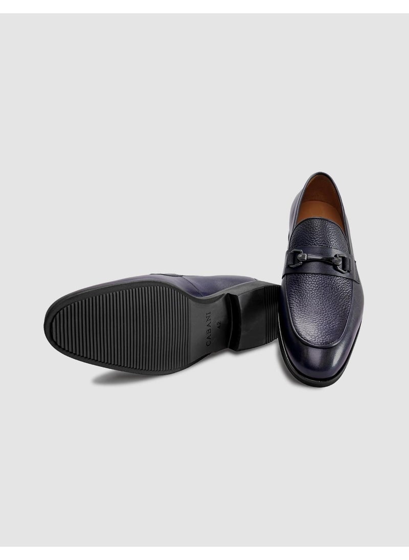 Genuine Leather Navy Blue Buckle Men's Classic Shoes