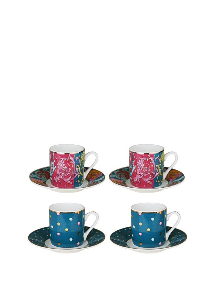 Estelle Mixed Patterned 4 Piece Bone Porcelain Coffee Cup Set