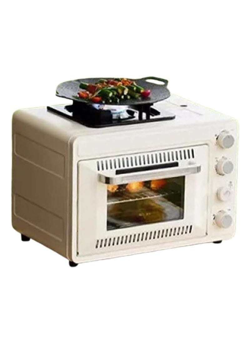 Outdoor Gas Camp Oven Portable with Burner Camping Stove Gas, 25L Multifunctional Large Capacity Insulated Oven Box Stainless Steel for Baking, Pizza, Toast, Boil, Fry, Cook