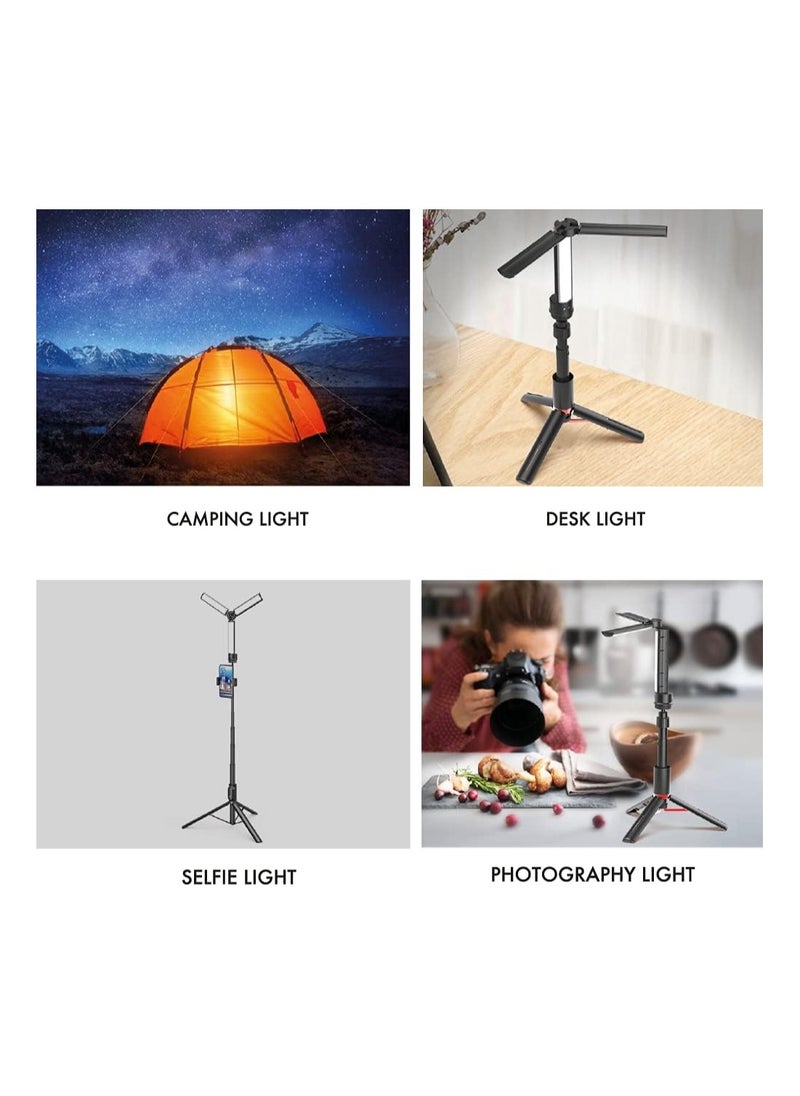 Switch Multifunctional Selfie and Camping Light - Portable LED Rechargeable Light with Adjustable Brightness for Photography, Outdoor Camping, Emergency, and Travel - Black