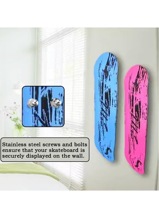 4 Pcs Wall Mount Skateboard Hangers, Durable and Sturdy Metal Skateboard Holder for Skateboard/Snowboard, Wall Mount Skateboard Display Rack for Display and Storage