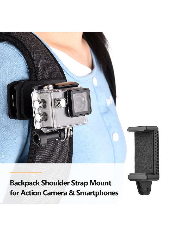 UURIG Backpack Shoulder Strap Mount Quick Clip Mount with Phone Holder Replacement for GoPro Hero 10/9/8/7 Xiaomi Insta360 Action Camera for iPhone Samsung Huawei Smartphone