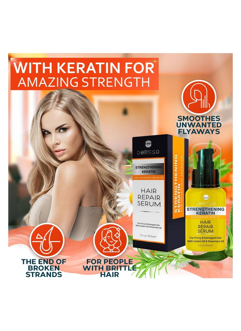 Keratin Hair Serum Oil with Moroccan Argan Oil Heat Protectant Anti Frizz Repair Treatment for Women and Men Hair Straightening for All Hair Types Including Curly Kinky and Wavy Hair