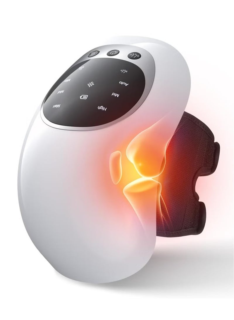 Portable Knee Massager with Heat & Vibration | Smart Hot Compress with LED Screen | Infrared Laser for Kneecap, Elbow, Shoulder | Relieve Joint Pain & Stiffness