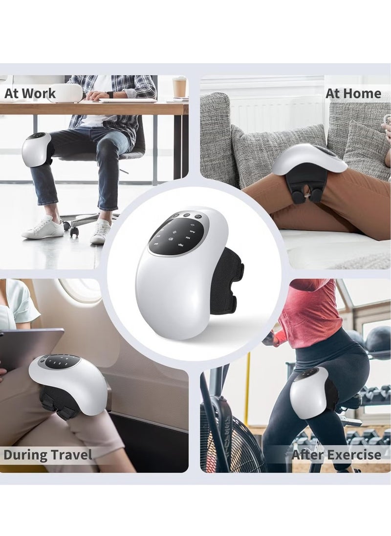 Portable Knee Massager with Heat & Vibration | Smart Hot Compress with LED Screen | Infrared Laser for Kneecap, Elbow, Shoulder | Relieve Joint Pain & Stiffness