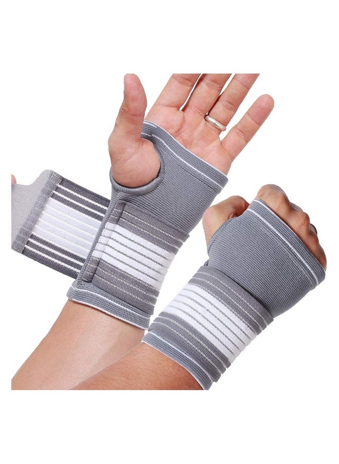 1Pair Hand Palm Wrist Support Elastic Wrist Support with Strap Ideal for Sprains Injury or Sports Use with no Metal bar Support Without inhibiting Flexibility Size L