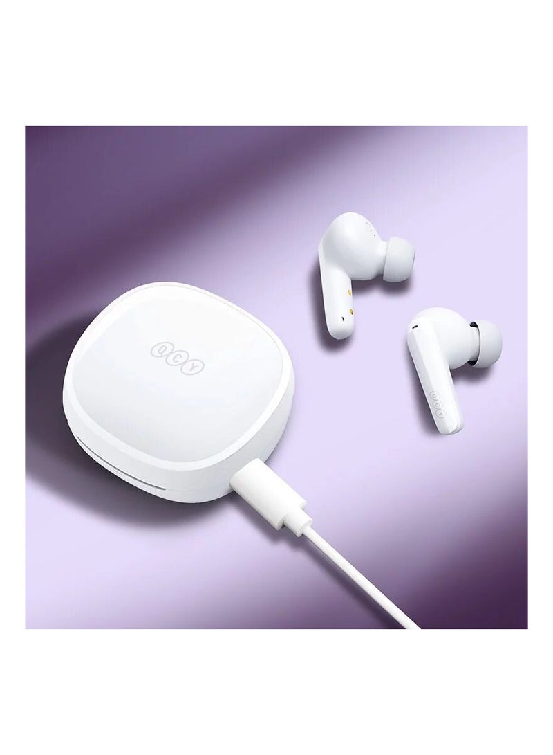 T13 ANC Earbuds Featuring Active Noise Cancellation Adjustable ANC Levels Transparency Mode, and EQ settings Bluetooth 5.3 IPX5 Waterproof - White