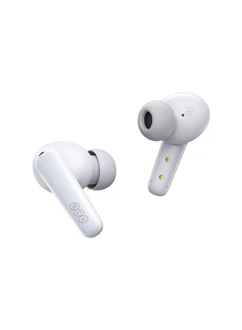 T13 ANC Earbuds Featuring Active Noise Cancellation Adjustable ANC Levels Transparency Mode, and EQ settings Bluetooth 5.3 IPX5 Waterproof - White