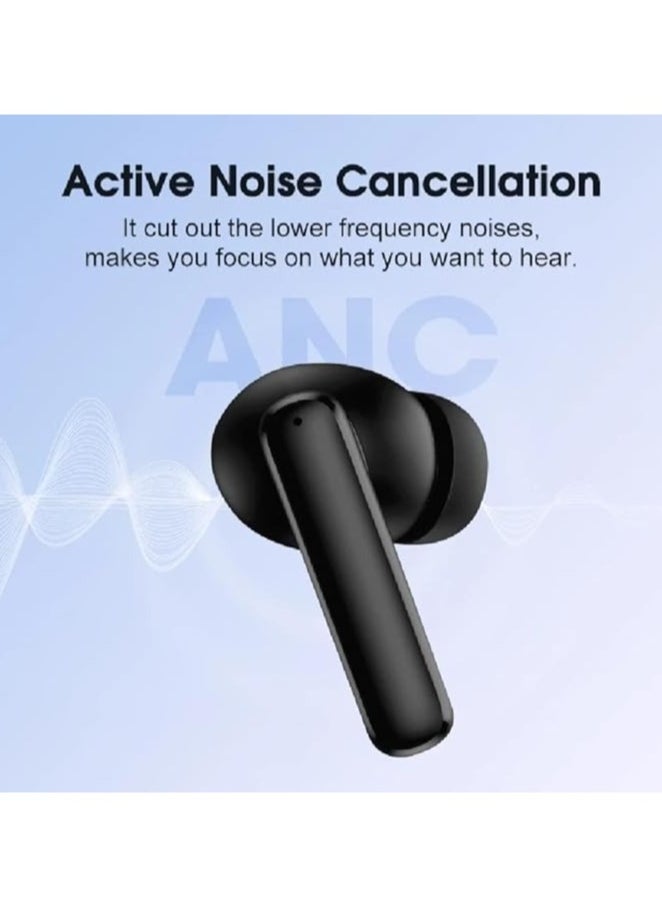 T13 ANC Bluetooth Earphones Active Noise Cancelling Wireless Earbuds Bluetooth 5.3 Stereo Bass in Ear Earphones 4 Mics Clear Calls 30H Playtime 2hr Charge Black