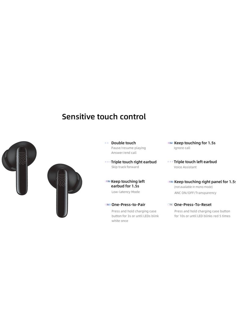 T13 ANC 2 Truly Wireless ANC Earbuds With Noice Cancellation Against 25 km/h of Wind 30 Hours Long Battery Life 5.3 Bluetooth Multipoint & Stable Connection & Sensitive Touch Control - White